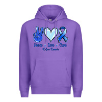 Purple Peace Love Cure Colon Cancer Premium Hoodie - Jasminsmagicworld