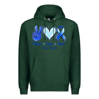 Sports Green Peace Love Cure Colon Cancer Premium Hoodie - Jasminsmagicworld