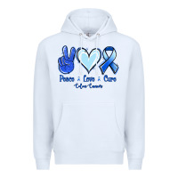 White Peace Love Cure Colon Cancer Premium Hoodie - Jasminsmagicworld