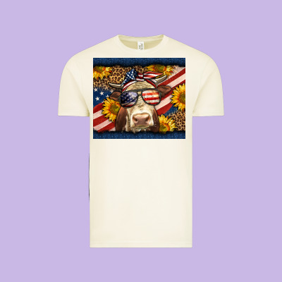Western 4th Of July Cow Vintage Tee Designed By Lillyallendesigns
