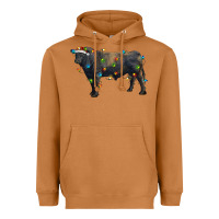 Meerkat christmas black angus bull with christmas lights Heavyweight Hoodie - RanaPortraitStore