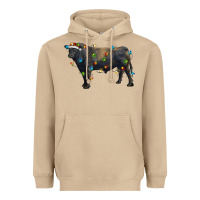 Mushroom christmas black angus bull with christmas lights Heavyweight Hoodie - RanaPortraitStore