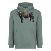 Sage christmas black angus bull with christmas lights Heavyweight Hoodie - RanaPortraitStore