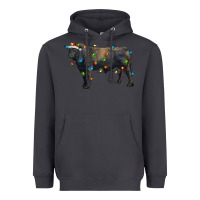 Smoke christmas black angus bull with christmas lights Heavyweight Hoodie - RanaPortraitStore