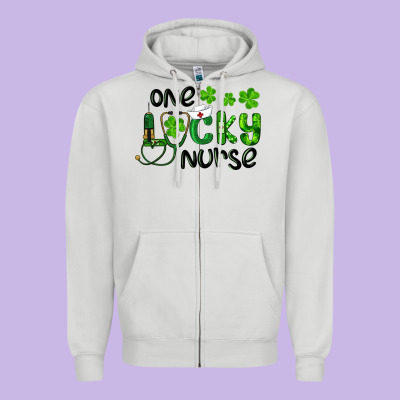 Saint Patricks One Lucky Nurse Zipper Hoodie Designed By Ranaportraitstore