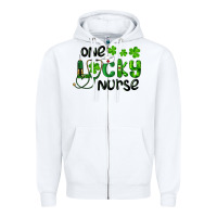 White Saint Patricks One Lucky Nurse Zipper Hoodie - RanaPortraitStore