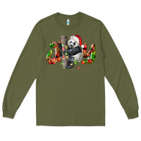 Army Green panda joy christmas Long Sleeve Tee - LillyAllenDesigns