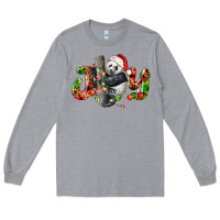 Heather Grey panda joy christmas Long Sleeve Tee - LillyAllenDesigns