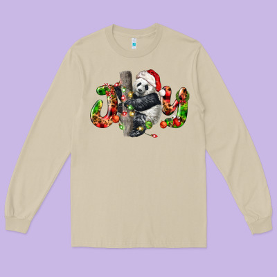 Panda Joy Christmas Long Sleeve Tee Designed By Lillyallendesigns