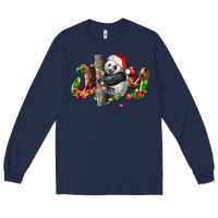 Navy panda joy christmas Long Sleeve Tee - LillyAllenDesigns