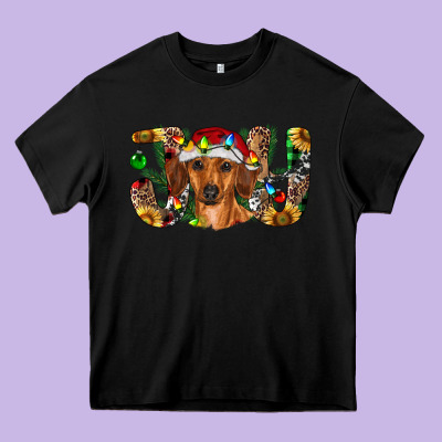 Dachshund Christmas Joy Heavy Core Tee Designed By Ranaportraitstore