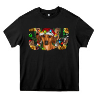 Black dachshund christmas joy Heavy Core Tee - RanaPortraitStore