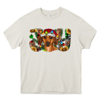 Cream dachshund christmas joy Heavy Core Tee - RanaPortraitStore