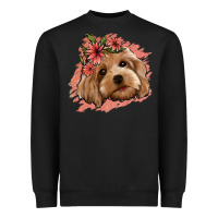 Black cockapoo floral pink glitter Heavyweight Sweatshirt - Jasminsmagicworld