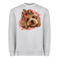 Heather Grey cockapoo floral pink glitter Heavyweight Sweatshirt - Jasminsmagicworld