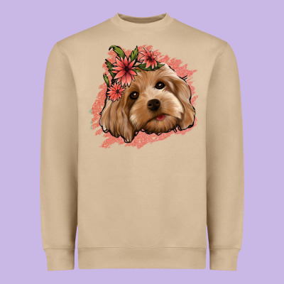 Cockapoo Floral Pink Glitter Heavyweight Sweatshirt Designed By Jasminsmagicworld