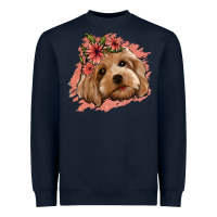 Navy cockapoo floral pink glitter Heavyweight Sweatshirt - Jasminsmagicworld
