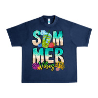 Navy Summer Vibes Urban Heavy Tee - CowhideDigitalArt