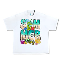 White Summer Vibes Urban Heavy Tee - CowhideDigitalArt