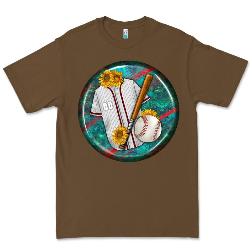 Baseball With Sunflower Round Earrings Premium Tee by BundleAndBundleShop | Teevron