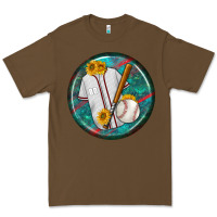 Cacao baseball with sunflower round earrings Premium Tee - BundleAndBundleShop