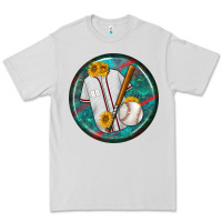 Dove Grey baseball with sunflower round earrings Premium Tee - BundleAndBundleShop