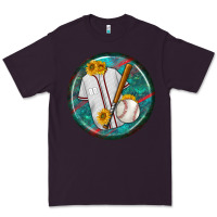 Plum baseball with sunflower round earrings Premium Tee - BundleAndBundleShop