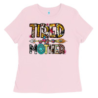 Bubblegum Pink Tired As a Mother Ladies Tee - CowhideDigitalArt