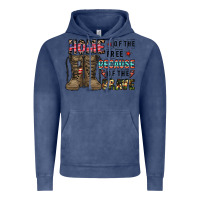 Vintage Denim home of the free beacause of the brave Vintage Hoodie - CowhideDigitalArt