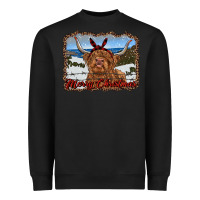 Black merry christmas highland cow with farm Heavyweight Sweatshirt - RanaPortraitStore