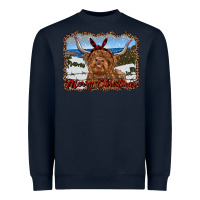 Navy merry christmas highland cow with farm Heavyweight Sweatshirt - RanaPortraitStore