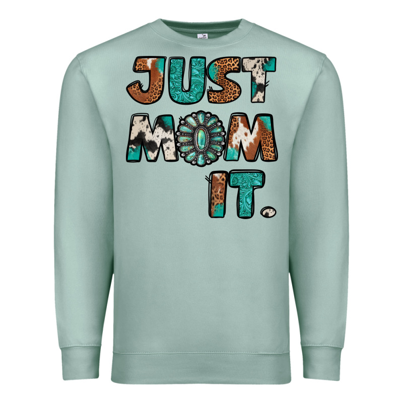 Just Mom It Cowhide Turquoise Premium Sweatshirt by Jasminsmagicworld | Teevron