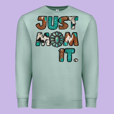 Just Mom It Cowhide Turquoise Premium Sweatshirt Designed By Jasminsmagicworld