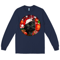 Navy christmas bombay cat Long Sleeve Tee - LillyAllenDesigns