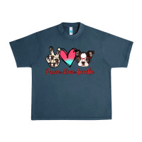 Midnight Navy Peace Love Frenchie Urban Heavy Tee - Jasminsmagicworld