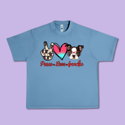 Peace Love Frenchie Urban Heavy Tee Designed By Jasminsmagicworld