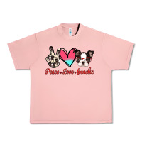 Salmon Peace Love Frenchie Urban Heavy Tee - Jasminsmagicworld