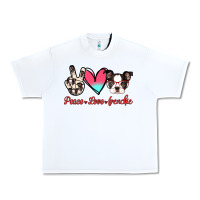 White Peace Love Frenchie Urban Heavy Tee - Jasminsmagicworld