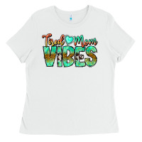 White Tired Mom Vibes Ladies Tee - CowhideDigitalArt