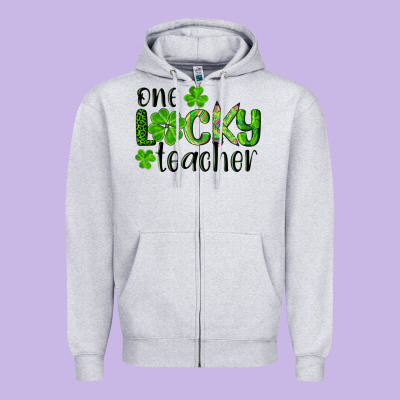 St. Patrick's Day One Lucky Teacher Zipper Hoodie Designed By Ranaportraitstore