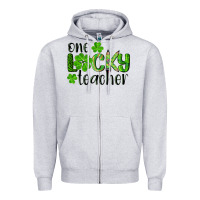 Heather Grey st. patrick's day one lucky teacher Zipper Hoodie - RanaPortraitStore