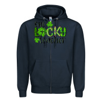 Navy st. patrick's day one lucky teacher Zipper Hoodie - RanaPortraitStore