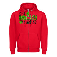 Red st. patrick's day one lucky teacher Zipper Hoodie - RanaPortraitStore
