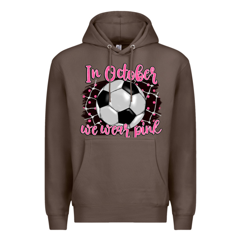 In October We Wear Pink Soccer Premium Hoodie by BarkalooDesign | Teevron