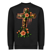 Black Flower Cross Heavyweight Sweatshirt - Jasminsmagicworld