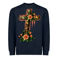 Navy Flower Cross Heavyweight Sweatshirt - Jasminsmagicworld