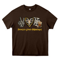 Chocolate Brown Peace Love Missouri Heavy Core Tee - Jasminsmagicworld