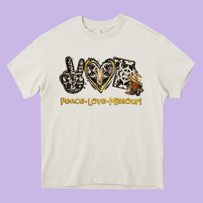 Peace Love Missouri Heavy Core Tee Designed By Jasminsmagicworld