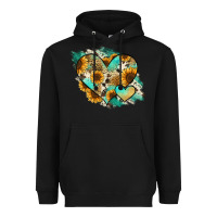 Black Leopard Sunflower Cowhide Glitter Heart Heavyweight Hoodie - Jasminsmagicworld