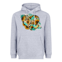 Heather Grey Leopard Sunflower Cowhide Glitter Heart Heavyweight Hoodie - Jasminsmagicworld